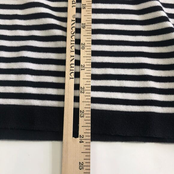 Lands End Pullover Womens XS Black White Stripe Notch V Neck 3/4 Sleeve Cotton - Picture 9 of 9